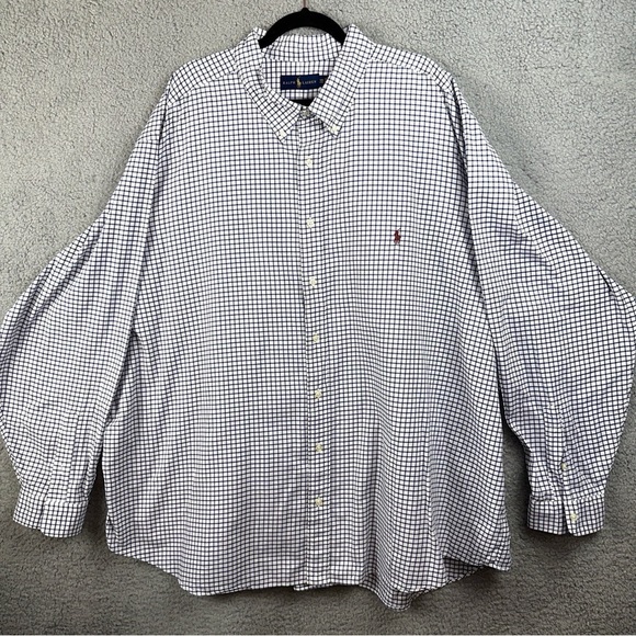 Ralph Lauren Shirt Mens Graph Check Plaid 4XB Oxford Preppy Burgundy Pony Classi - Picture 1 of 12